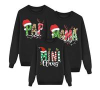 Generisch Cosas feas para niñas para la familia, manga larga, suéter de Navidad para niños, traje adecuado para mamá papá para fiestas festivales pijama hombre rizo cálido, Negro , S