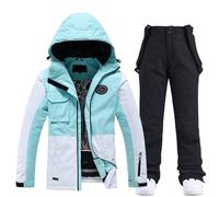 Generisch Country Ski Snowboard Chaqueta Pantalones Conjunto Mujer Hombre Patchwork Estampado Colorido Ropa Deportiva Invierno Exterior, Negro , XL