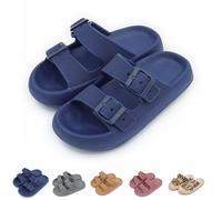 Generisch Cozy Slides Original Cloud Slippers, Unisex Doble Hebilla Suave Verano Playa Zapatos Sandalias, Nube Slippers, azul oscuro, 38/39 EU