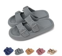 Generisch Cozy Slides Original Cloud Slippers, Unisex Doble Hebilla Suave Zapatos de Playa Sandalias, gris, 40/41 EU