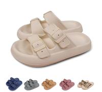 Generisch Cozy Slides Original Cloud Slippers, Unisex Doble Hebilla Suave Zapatos de Playa Sandalias, beige, 36/37 EU