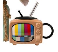 Generisch Creative Coffee Cup, TV Shape Water Drinking Cups, Novelty Coffee Mug with Lid, Straw Coffee Mug, TV Shaped Drinking Cup, Coffee Cup for Home, School Coffee Mug, Fun Coffee Cup for School,