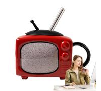 Generisch Creative Coffee Cup, TV Shape Water Drinking Cups, Novelty Coffee Mug with Lid, Straw Coffee Mug, TV Shaped Drinking Cup, Coffee Cup for Home, School Coffee Mug, Fun Coffee Cup for School,