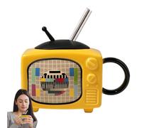 Generisch Creative Coffee Cup, TV Shape Water Drinking Cups, Novelty Coffee Mug with Lid, Straw Coffee Mug, TV Shaped Drinking Cup, Coffee Cup for Home, School Coffee Mug, Fun Coffee Cup for School,