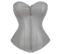 Generisch Cremallera Cuero Shapewear para Corsé Cinturón Cintura Entrenador Lencería Fundación Prenda, gris, 5XL