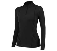 Generisch Cremallera para mujer, manga larga, para yoga, ropa deportiva, para correr, cuello alto delgado, para mujer, Negro , XXL