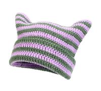 Generisch Crochet Hats for Women Handmade Knit Cat Ear Beanie Hat Winter Hat Goth Kastity Herren, morado, Talla única