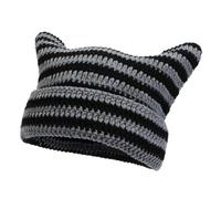Generisch Crochet Hats for Women Handmade Knit Cat Ear Beanie Hat Winter Hat Goth Mütze Binden Junge, gris, Talla única