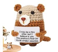 Generisch Crochet Positive | 7 cm Lindo y Vivid Look Crochet Otters with Encouraging Card, Artisanal Detailing Table Ornament, Versatile Cheer Up Knitted Doll, Home Office Decoration for Women, Men