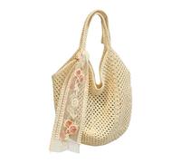 Generisch Crochet Tote Bag, Boho Mesh Ribbon, 15.75x12.99x0.79 pulgadas Piece with Hollow Lace, Knitted Beach Tool, Casual Bag with Lightweight Build, Travel Accessory for Shopping and Sunglasses
