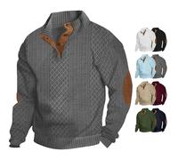 Generisch Cross and Crown Sweaters - Jersey de manga larga para hombre, cuello alto, trenzado, codo, cuello alto, cuello alto, Gris oscuro., 4XL