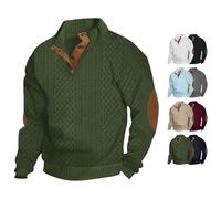 Generisch Cross and Crown Sweaters - Jersey de manga larga para hombre, cuello alto, trenzado, codo, cuello alto, cuello alto, verde militar, 4XL