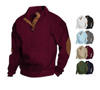 Generisch Cross and Crown Sweaters - Jersey de manga larga para hombre, cuello alto, trenzado, codo, cuello alto, cuello alto, rojo vino, XXL