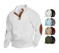 Generisch Cross and Crown Sweaters - Jersey de manga larga para hombre, cuello alto, trenzado, codo, cuello alto, cuello alto, Blanco, 4XL