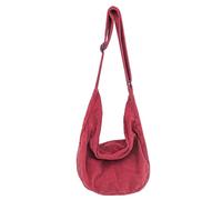 Generisch Crossbody Bag Damen Herren Umhängetasche Damen, Cord Tasche Handtasche Damen Groß Casual Schultertasche mit verstellbarer Schultergurt für Schule Büro Arbeit Reisen Ausflug Einkaufauf, rojo
