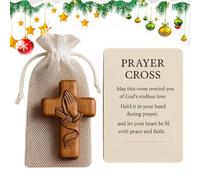 Generisch Cruz de madera | Cruces de piedra de mano | Cruz de oración de madera portátil para católicos Buscadores espirituales Devocional diario Decoración del hogar Conmemoración Amigos
