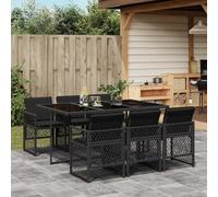 Generisch Cubierta para muebles de jardín, ratán de polietileno y tablero de madera de acacia, cómodo acolchado, fundas extraíbles. Ideal para jardines y terrazas, color negro, cristal 6