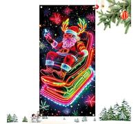Generisch Cubierta para puerta delantera de Papá Noel, 90 x 180 cm, decoración de Navidad fluorescente UV, para puerta de casa, fondo de Navidad, para garaje, escuela, oficina, dueño de casa,