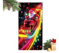 Generisch Cubierta para Puerta Delantera de Santa - 90 x 180 cm UV Fluorescente decoración navideña para Puerta de casa | para propietarios de viviendas DIY decoradores del hogar anfitriones