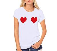Generisch Cuello Tops Mujeres Camisas de Día de San Valentín O Short Lovers T Parejas Hombres Estampado Amor Blusa Mujer Camisa Mujer Manga Corta, Blanco, XXL