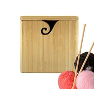 Generisch Cuenco con gancho de madera - Bandeja de almacenamiento hecha a mano con tapa fija | Organizador sostenible para bolas de alambre, ganchos de punto y suministros, caja portátil para trabajos