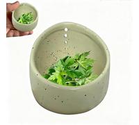 Generisch Cuenco de cerámica para hierbas con orificio redondo, herramienta para tiras de hierbas para diferentes tamaños de hojas, ayuda de cocina para desfoliar hierbas, cerámica natural para el
