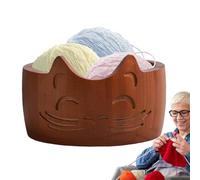 Generisch Cuenco de ganchillo, cuenco para guardar hilo, soporte de madera grande, accesorio de punto para tejer, ganchillo y niñas