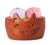 Generisch Cuenco de hilo de madera para gatos | Cuenco de hilo de ganchillo de madera, cuenco de hilo de tejer hecho a mano con agujeros para almacenamiento, soporte para hilo para ganchillo y tejer