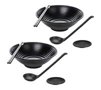 Generisch Cuencos de sopa | Gran vajilla negra mate - Tazones de sopa profunda de melamina mate - Para comida asiática Wonton ensalada fideos desayuno almuerzo cena hogar cocina