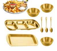 Generisch Cuencos para salsas de acero inoxidable con 3 compartimentos divididos en 8 piezas, adecuados para sal, azúcar, salsa de tomate, cacerola, barbacoa, cocina, , restaurante