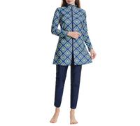 Generisch Cuerpo completo de moda con hijab integrado para mujeres musulmanas vacaciones en la playa piscina, azul, XXL