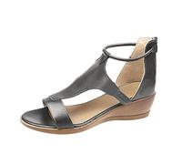 Generisch Cuña dedo del pie color mujeres zapatos de verano sandalias de plataforma casual cremallera sólida sandalias abiertas de mujer, gris, 38 EU