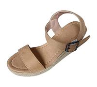 Generisch Cuña tejer dedo del pie hebilla pendiente talón abierto sandalias de verano mujeres cinturón sandalias grandes de las mujeres, marrón, 36 EU
