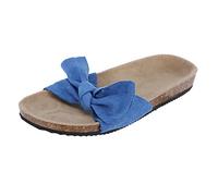 Generisch Cuñas sandalias mujer sandalias planas mujer gruesa pajarita zapatos de playa abajo con zapatillas, azul claro, 37 EU