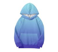 Generisch Cute for Teen Girls Trendy Preppy Sudaderas Oversized Manga Larga Camisas Gradient Clothes for Girls Brown Top Mujer, azul, 140