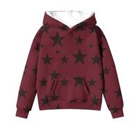 Generisch Cute Hoodies for Tween Girls Long Sleeve Star Graphic Oversized Sweatshirts Cute Fall Pullover Tops Comfy Winter Outfits S Sweatshirt Mädchen 152, Vino, 5-6 años