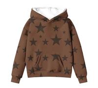 Generisch Cute Hoodies for Tween Girls Long Sleeve Star Graphic Oversized Sweatshirts Cute Fall Pullover Tops Comfy Winter Outfits S Sweatshirt Mädchen 152, café, 7-8 años
