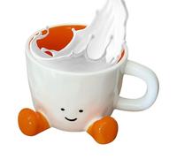 Generisch Cute Mugs, Cute Cup with Feet, Hand Kneaded Ceramic Water Cups, Aesthetic Novelty Design, Decorative Tableware 3.82x2.87x1.38 inches For Men Women, Home Desktop Use