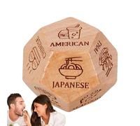 Generisch Dados de comida para parejas, dados de decisión de cena, juego de dados para parejas de madera, dados de 12 lados para comer, divertido juego de decisiones de citas, reutilizable para