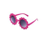 Generisch Daisy Flower Round Frame Sunglasses for Girls - Perfect for Birthday, Wedding, Summer Outdoor Party & Photo Props (Roseo)