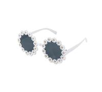 Generisch Daisy Flower Round Frame Sunglasses for Girls - Perfect for Birthday, Wedding, Summer Outdoor Party & Photo Props (White)