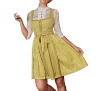 Generisch Damen Dirndl Midi Trachtkleid Dirndl Trachtenrock für Damen Dirndlkleid mit Dirndlschürze Tachtkleid Outfit Kleid Lang Elegant für Oktoberfest besondere Anlässe, amarillo, L