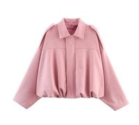 Generisch Damen Faux Wildleder Jacke Frühling Revers Mantel Casual Oversized Langarm Streetwear Oberbekleidung (RD2, M)