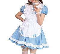 Generisch Damen Gothic süße Mädchen Prinzessin Puppenkragen Schürze Retro Rüschtaschen Maid Kostüm Maid Dress Sweet Bow Dress Set Anime Cosplay Kostüm Faschingskostüme Halloween Outfit