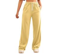 Generisch Damen Jogginghose Sporthose Frauen Fitness mit Kordelzug Trainingshose Tights Blickdicht Yogahose Sweatpants Slim Fit Freizeithose Laufhosen Jogging Hose für Sport Yoga Gym 2025, amarillo, S