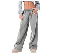 Generisch Damen Jogginghose Sporthose Lang Trainingshose Sweathose mit Kordelzug Yogahose Tights Blickdicht Sweatpants Slim Fit Freizeithose Laufhosen Modern Jogging Hose für Sport Yoga, gris, L