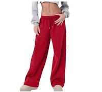 Generisch Damen Jogginghose Sporthose Lang Trainingshose Sweathose mit Kordelzug Yogahose Tights Blickdicht Sweatpants Slim Fit Freizeithose Laufhosen Modern Jogging Hose für Sport Yoga 2025, rojo, XL