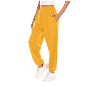 Generisch Damen Jogginghose Sporthose Trainingshose Fitness Tights blickdicht Yogahose Einfarbige Sweatpants Slim Fit Freizeithose Joggpants weiche Leggings für Sport Yoga Gym 2025, amarillo, XXL