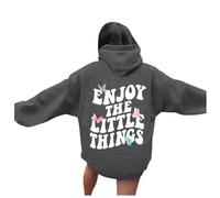 Generisch Damen Kapuzenpullover mit Aufschrift „The Little Things“ (Grey, XXL)