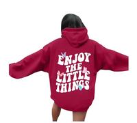 Generisch Damen Kapuzenpullover mit Aufschrift „The Little Things“ (Red, XL)